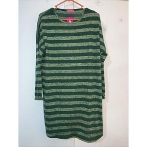 Modapinham Green Striped Sleep Dress LS One Medium